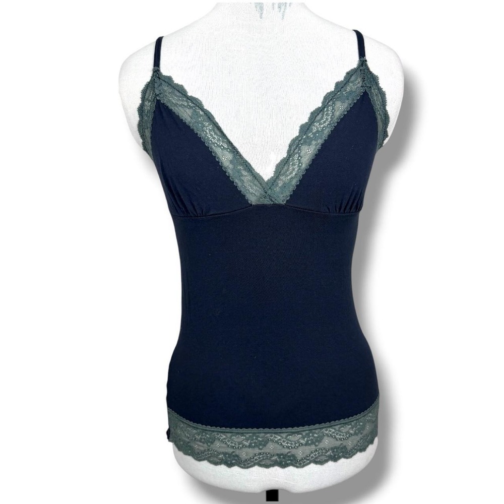 Tezenis Navy Lace Trim Cami Sage Green Sz S